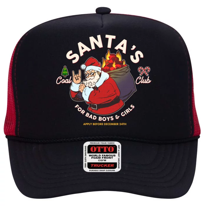 Funny Christmas Santa's Coal Club For Bad Boys And Girls High Crown Mesh Trucker Hat