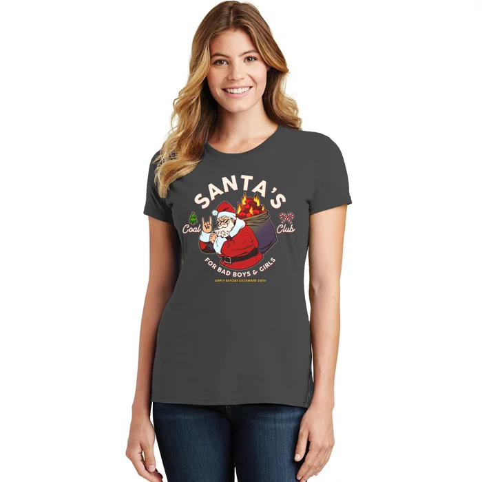 Funny Christmas Santa's Coal Club For Bad Boys And Girls Women's T-Shirt