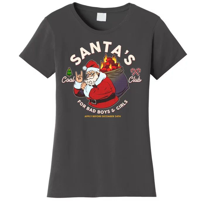 Funny Christmas Santa's Coal Club For Bad Boys And Girls Women's T-Shirt