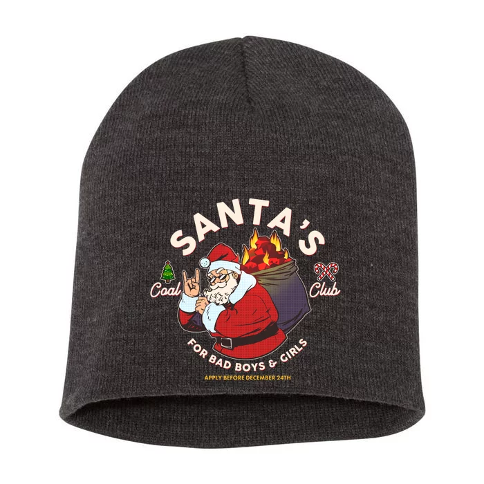 Funny Christmas Santa's Coal Club For Bad Boys And Girls Short Acrylic Beanie