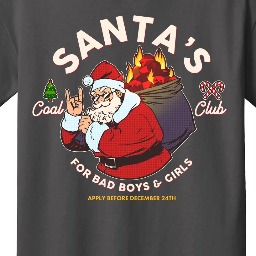 Funny Christmas Santa's Coal Club For Bad Boys And Girls Kids T-Shirt