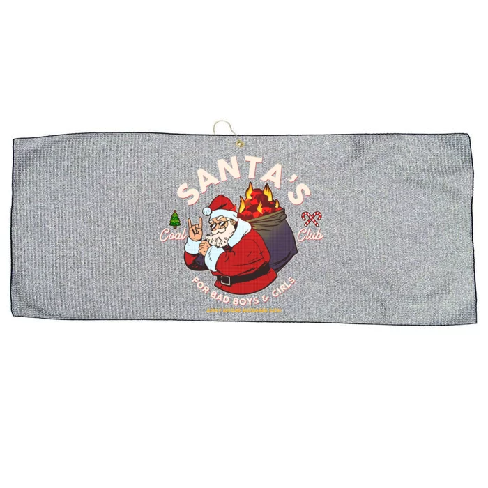 Funny Christmas Santa's Coal Club For Bad Boys And Girls Large Microfiber Waffle Golf Towel