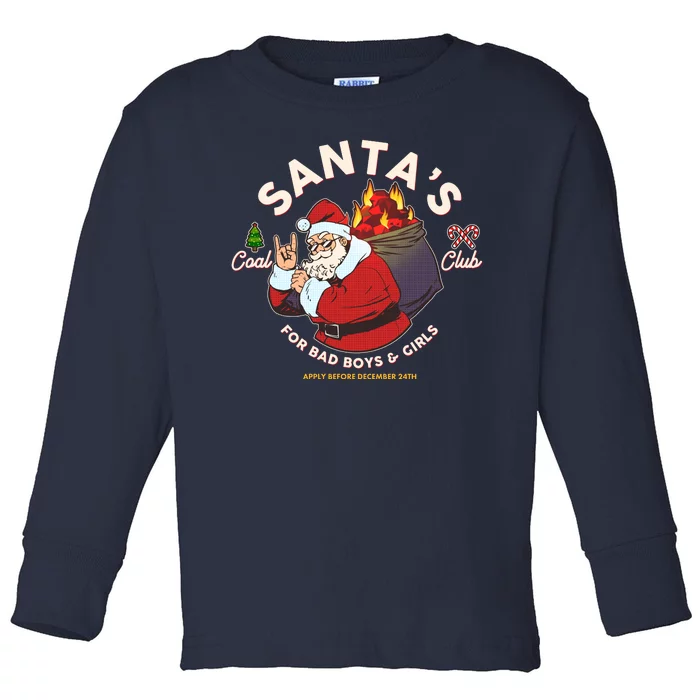 Funny Christmas Santa's Coal Club For Bad Boys And Girls Toddler Long Sleeve Shirt