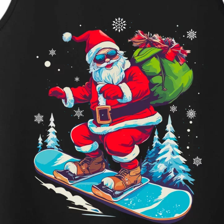 Funny Christmas Snow Ski Santa Snowboarding Snowboard Lover Gift Performance Tank