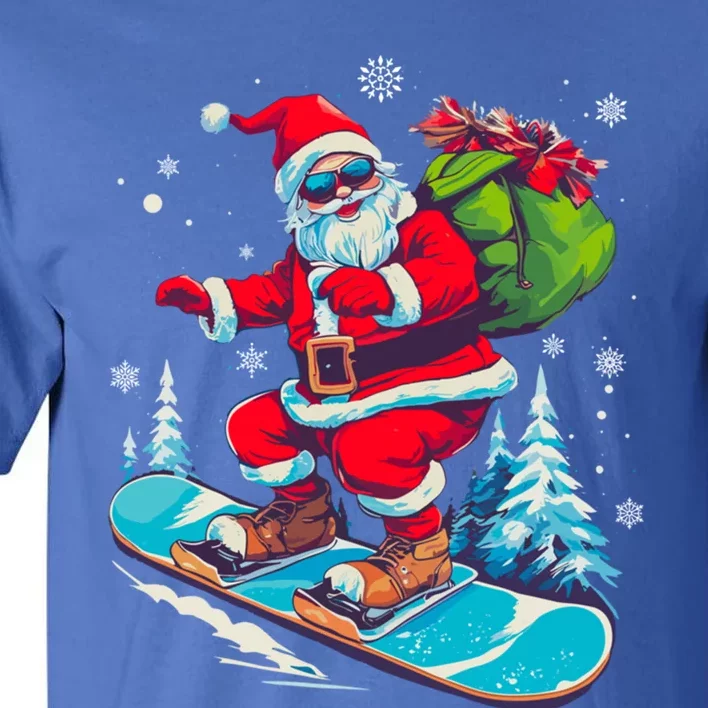 Funny Christmas Snow Ski Santa Snowboarding Snowboard Lover Gift Tall T-Shirt