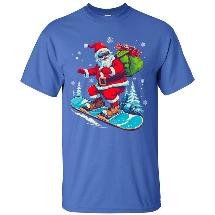 Funny Christmas Snow Ski Santa Snowboarding Snowboard Lover Gift Tall T-Shirt