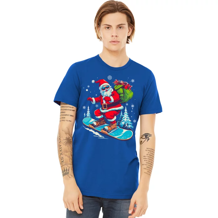 Funny Christmas Snow Ski Santa Snowboarding Snowboard Lover Gift Premium T-Shirt