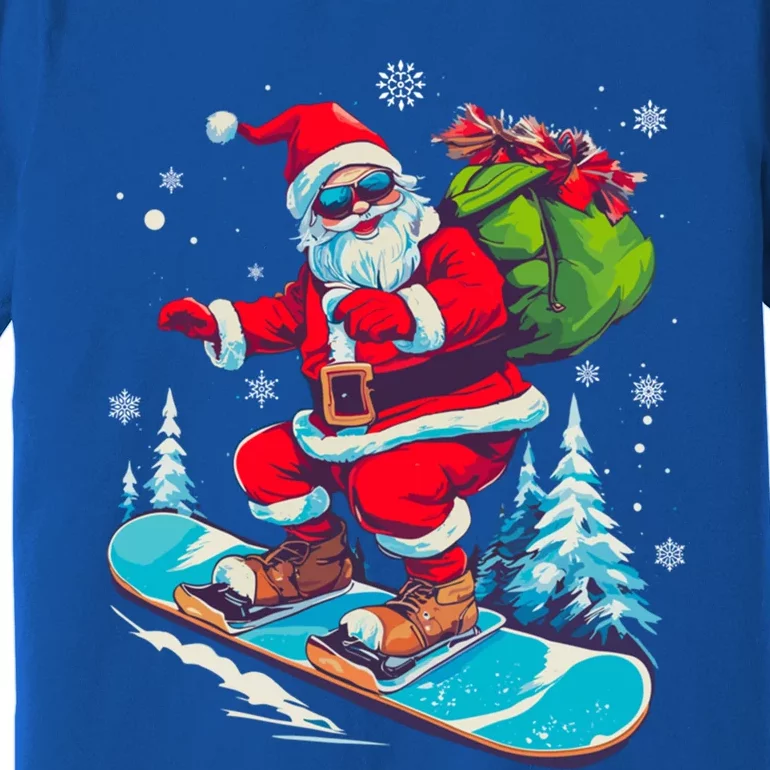 Funny Christmas Snow Ski Santa Snowboarding Snowboard Lover Gift Premium T-Shirt