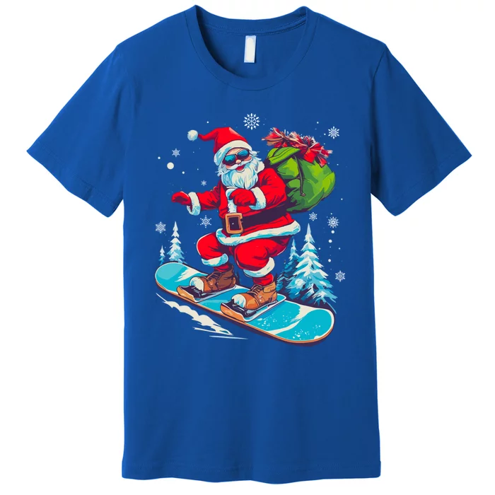 Funny Christmas Snow Ski Santa Snowboarding Snowboard Lover Gift Premium T-Shirt