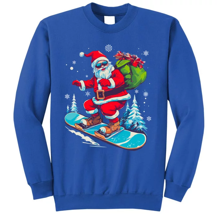 Funny Christmas Snow Ski Santa Snowboarding Snowboard Lover Gift Tall Sweatshirt