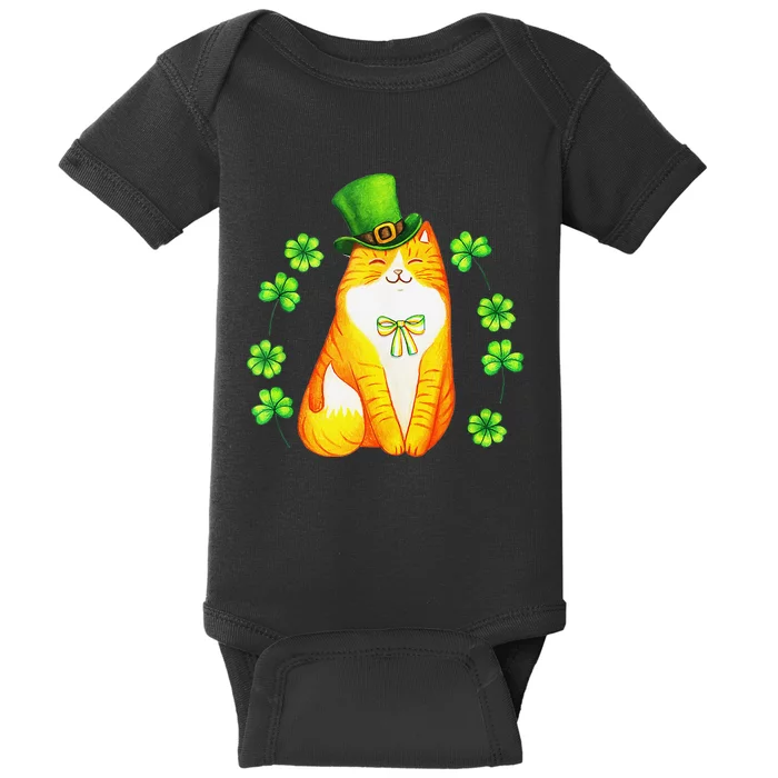 Funny Cat St Patrick's Day Green Saint Patty Matching Family Baby Bodysuit