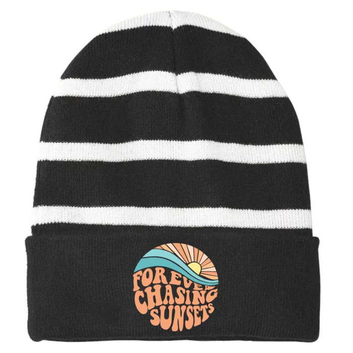 Forever Chasing Sunsets Striped Beanie with Solid Band