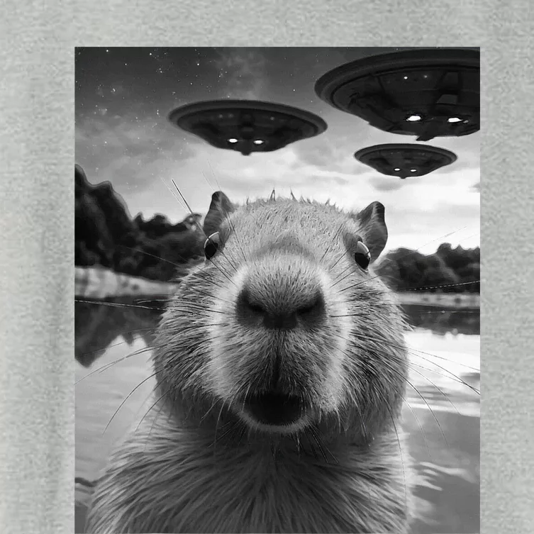 Funny Capybara Selfie with UFOs Weird Women's Crop Top Tee