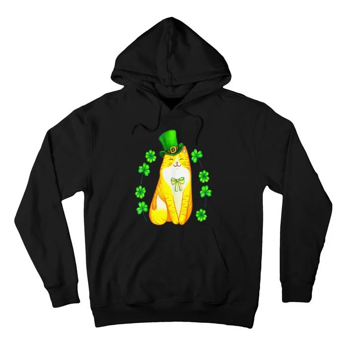 Funny Cat St Patrick's Day Green Saint Patty Womens Hoodie