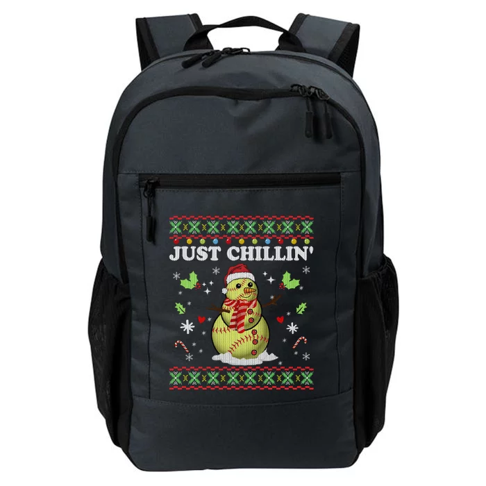 Funny Chillin Snow Softball Ball Ugly Christmas Sweater Cool Gift Daily Commute Backpack