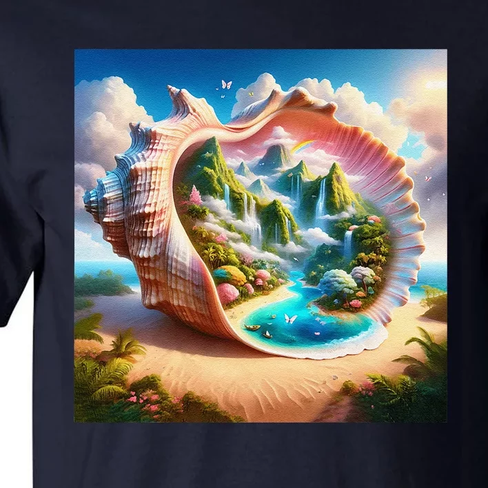 Fantasy Cute Seashell Hidden Landscape Tall T-Shirt