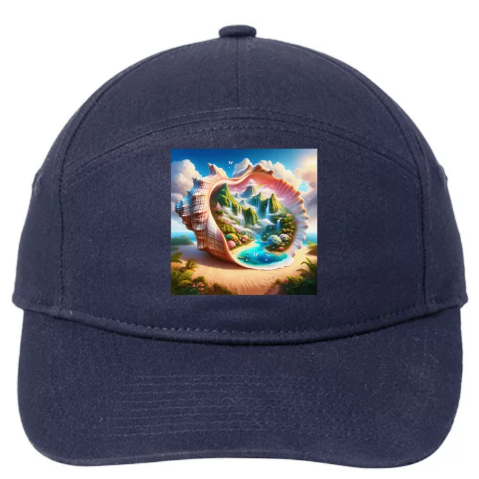 Fantasy Cute Seashell Hidden Landscape 7-Panel Snapback Hat