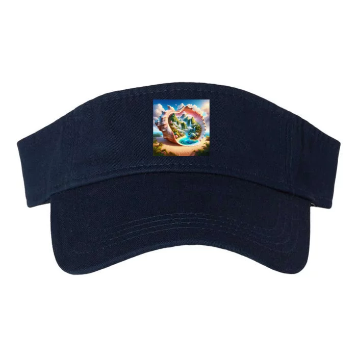 Fantasy Cute Seashell Hidden Landscape Valucap Bio-Washed Visor