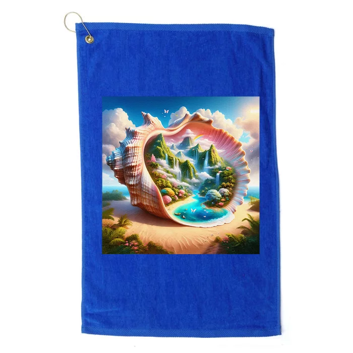 Fantasy Cute Seashell Hidden Landscape Platinum Collection Golf Towel