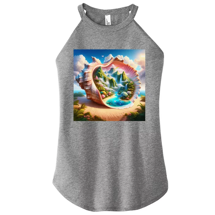 Fantasy Cute Seashell Hidden Landscape Women’s Perfect Tri Rocker Tank