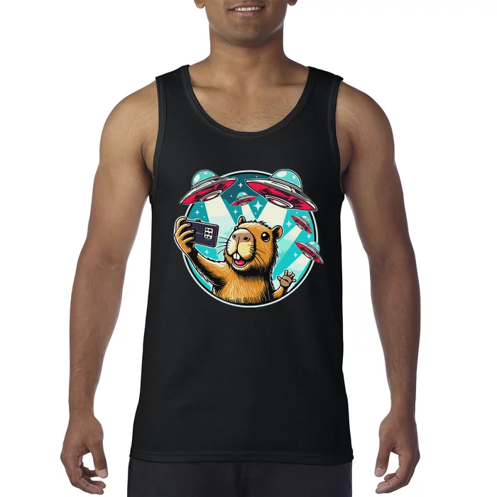 Funny Capybara Selfie With Ufos Tank Top