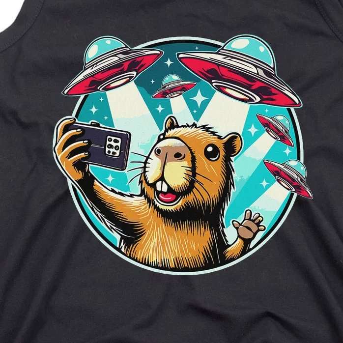 Funny Capybara Selfie With Ufos Tank Top