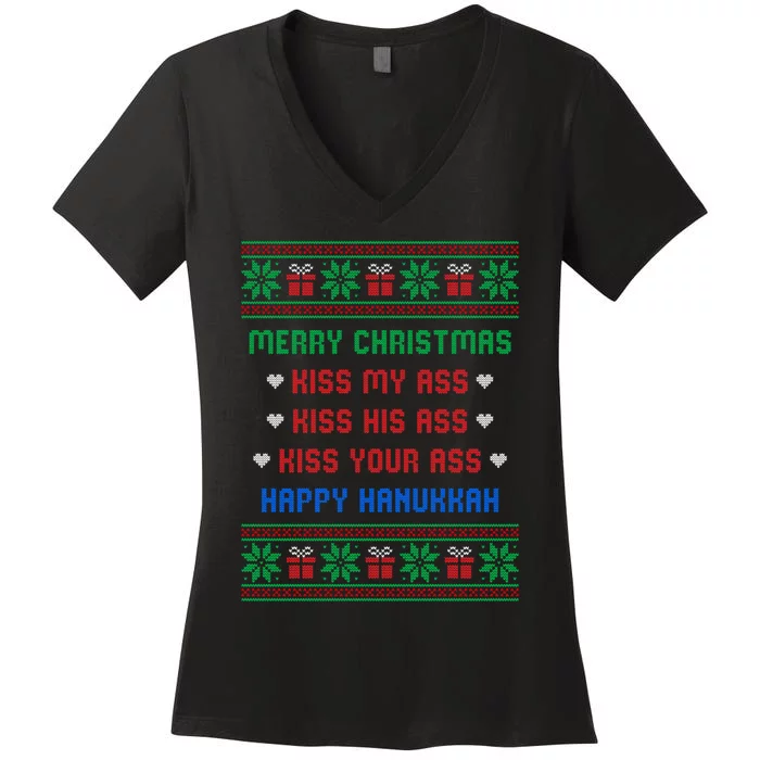 Funny Christmas Sweaters Women's V-Neck T-Shirt