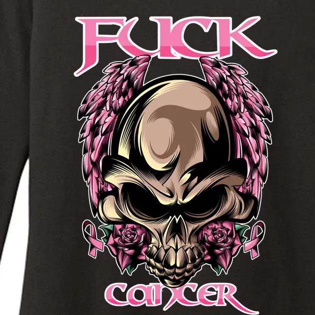 Fuck Cancer Skull And Roses Cancer Survivor Gift Womens CVC Long Sleeve Shirt