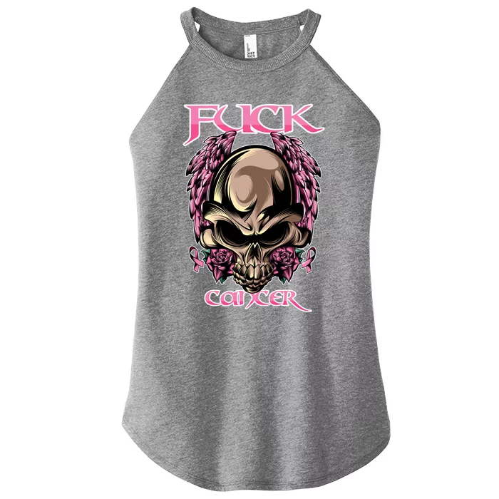 Fuck Cancer Skull And Roses Cancer Survivor Gift Women’s Perfect Tri Rocker Tank