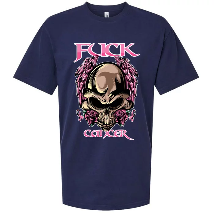 Fuck Cancer Skull And Roses Cancer Survivor Gift Sueded Cloud Jersey T-Shirt