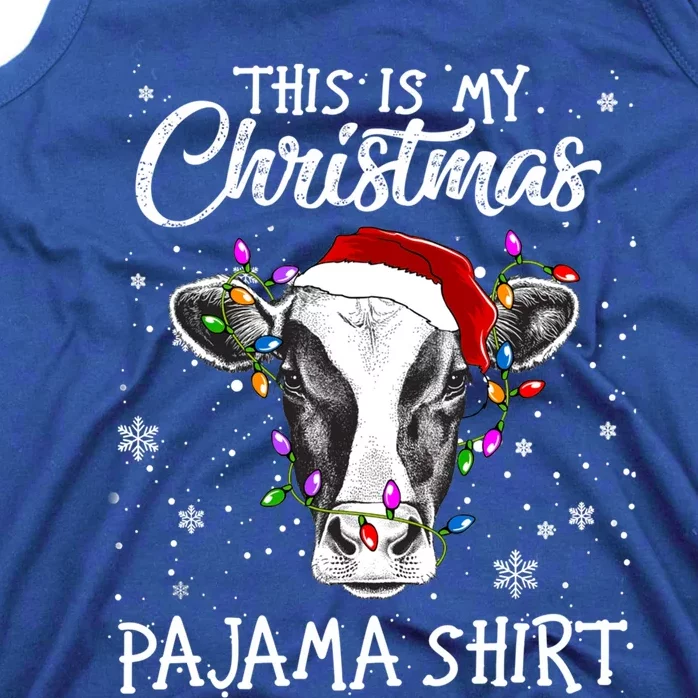 Funny Cow Santa Hats Xmas Trees This Is My Christmas Pajama Gift Tank Top