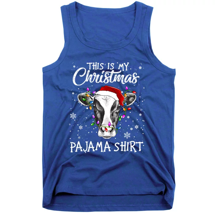 Funny Cow Santa Hats Xmas Trees This Is My Christmas Pajama Gift Tank Top