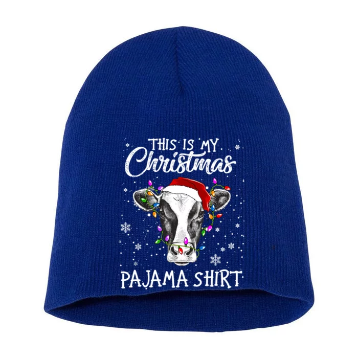 Funny Cow Santa Hats Xmas Trees This Is My Christmas Pajama Gift Short Acrylic Beanie