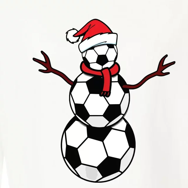 Funny Christmas Soccer Balls Santa Snowman Cropped Pullover Crew