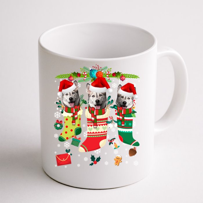 Funny Christmas Siberian Husky Dogs Great Gift Front & Back Coffee Mug