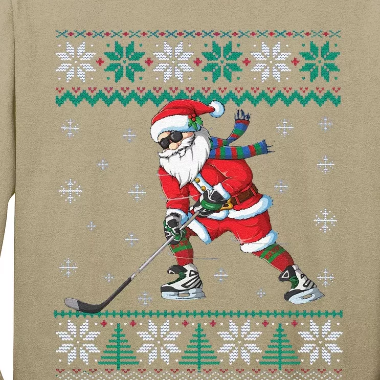 Funny Cute Santa Claus Christmas Ice Hockey Great Gift Long Sleeve Shirt