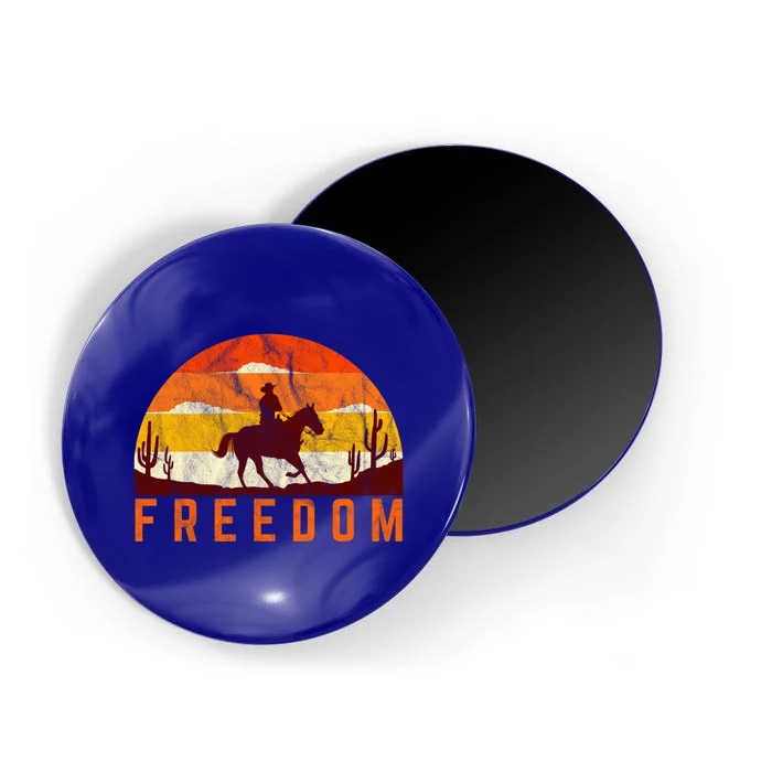 Freedom Cow Sunset Country Rodeo Horse Retro Vintage Gift Magnet