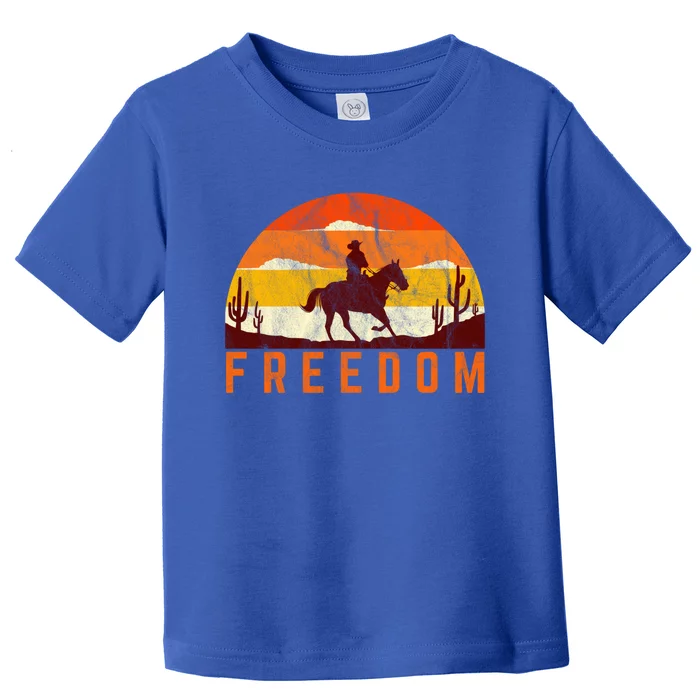 Freedom Cow Sunset Country Rodeo Horse Retro Vintage Gift Toddler T-Shirt