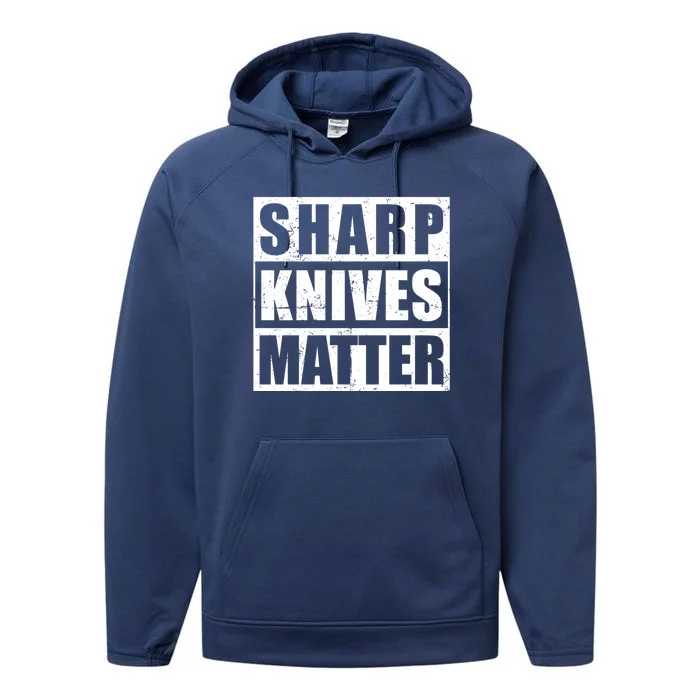 Funny Chef Sharp Knives Matter Cooking Humor Cute Gift Performance Fleece Hoodie