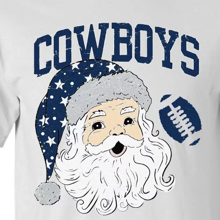 Funny Cowboys Santa Football Football Lover Gift Christmas Santa Football Xmas Tall T-Shirt