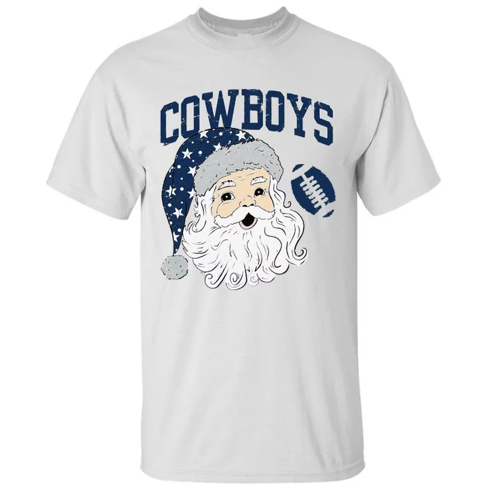 Funny Cowboys Santa Football Football Lover Gift Christmas Santa Football Xmas Tall T-Shirt