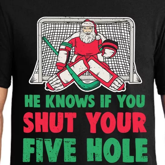 Funny Christmas Santa Ice Hockey Goaltender Goalie Gift Pajama Set