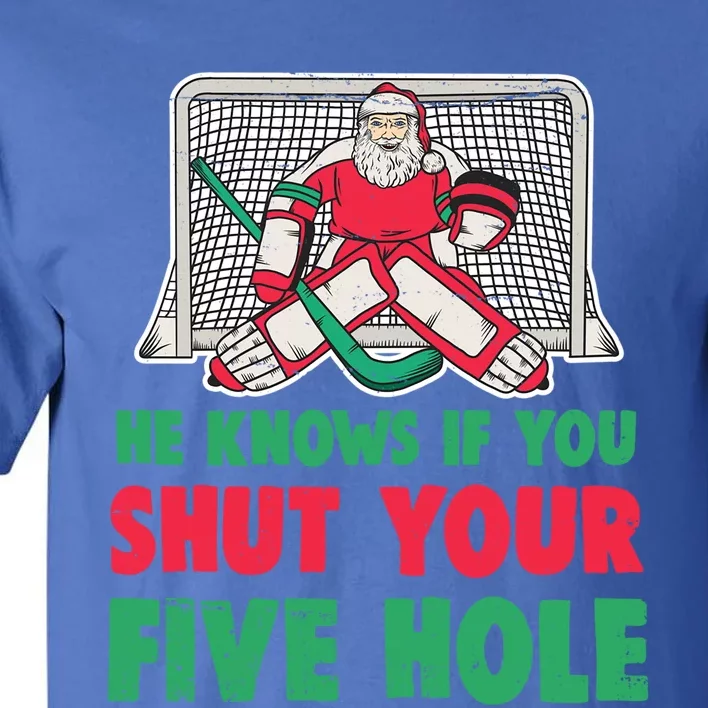 Funny Christmas Santa Ice Hockey Goaltender Goalie Gift Tall T-Shirt