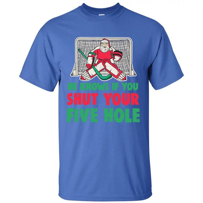 Funny Christmas Santa Ice Hockey Goaltender Goalie Gift Tall T-Shirt