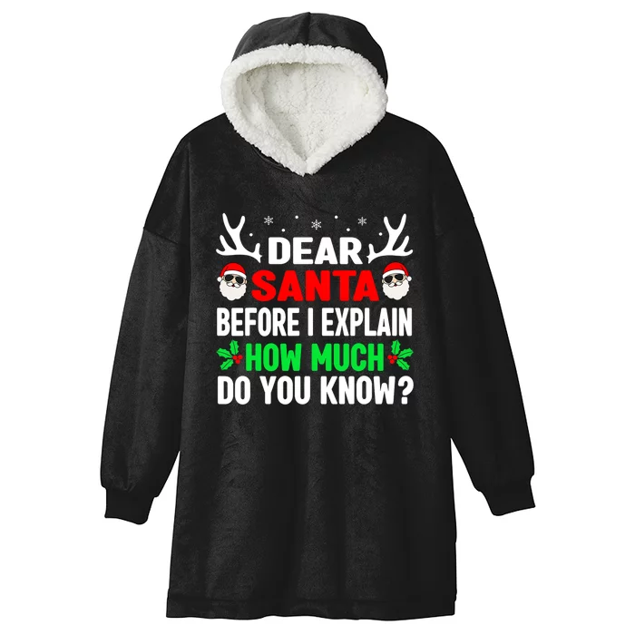 Funny Christmas Shirts Adults Dear Santa I Can Explain Hooded Wearable Blanket