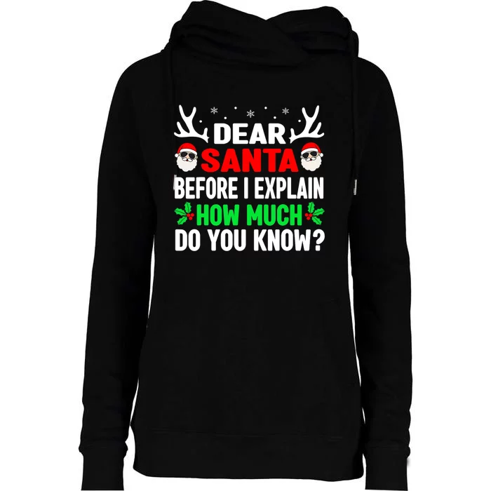 Funny Christmas Shirts Adults Dear Santa I Can Explain Womens Funnel Neck Pullover Hood