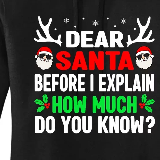 Funny Christmas Shirts Adults Dear Santa I Can Explain Women's Pullover Hoodie