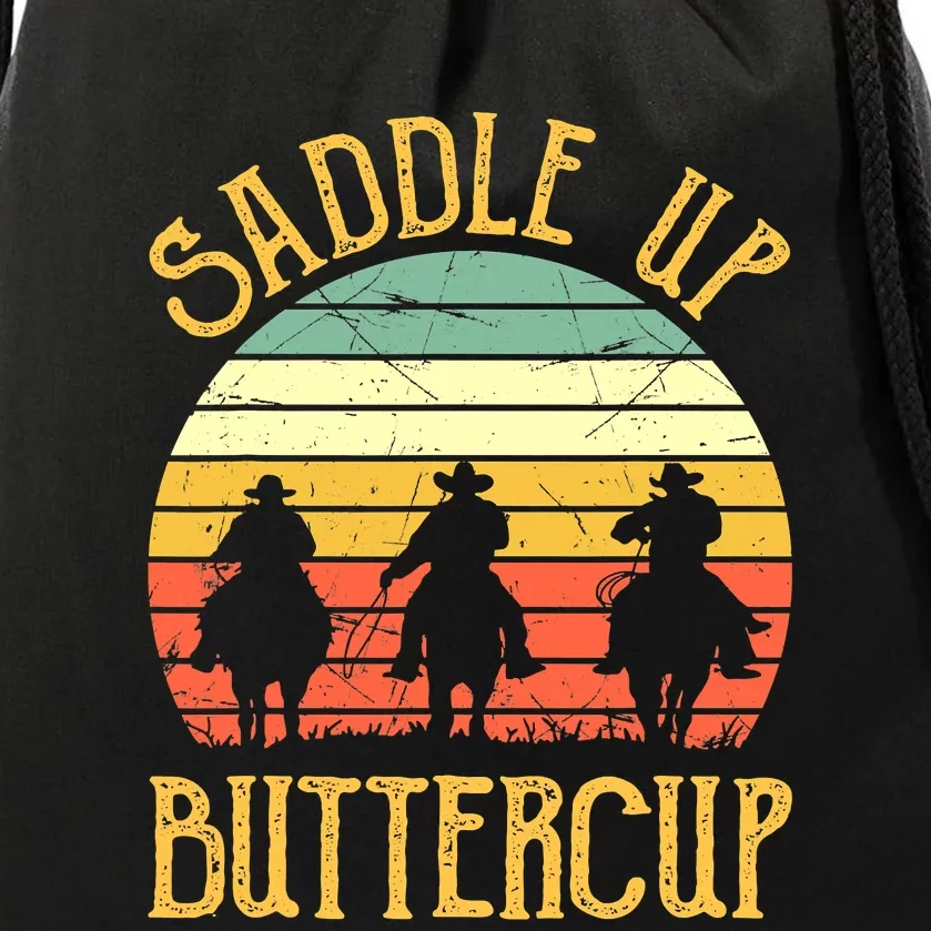 Funny Cowgirl Southern Western Saddle Up Buttercup Drawstring Bag