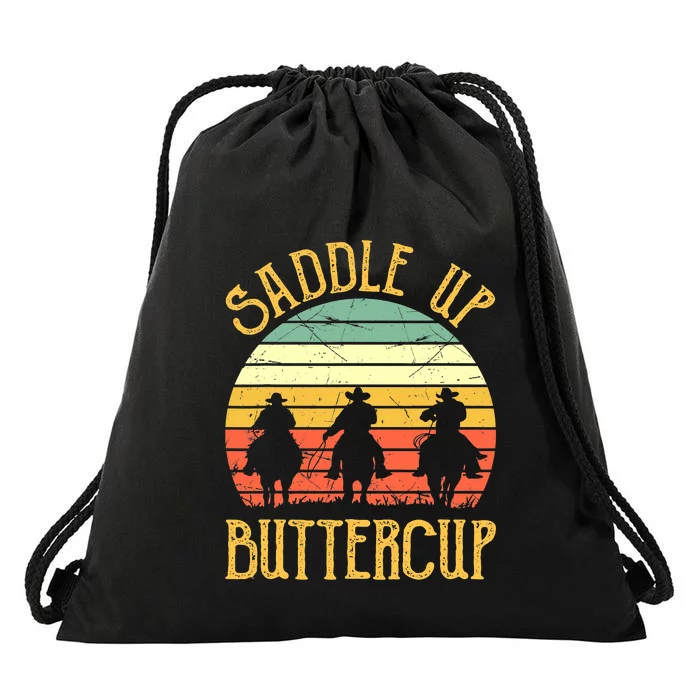 Funny Cowgirl Southern Western Saddle Up Buttercup Drawstring Bag