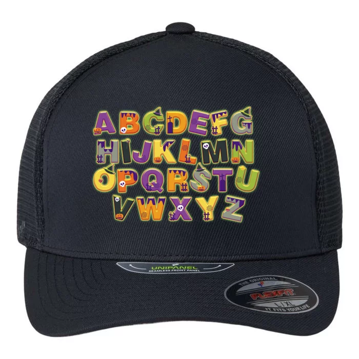 Funny Creepy Spooky Alphabet Letters Flexfit Unipanel Trucker Cap